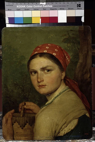 Une jeune paysanne (A Peasant Girl) - Peinture de Alexei Gavrilovich Venetsianov (1780-1847), huile sur toile, vers 1824, art russe, 19e siecle - State Russian Museum, Saint Petersbourg