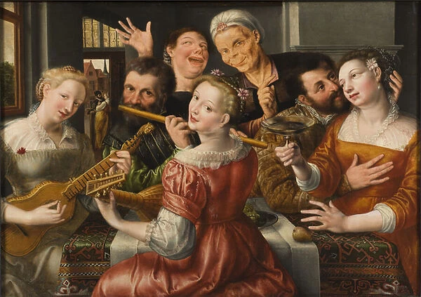 Une joyeuse compagnie - A Merry Company, by Massys (Matsys), Jan (1510-1575). Oil on wood