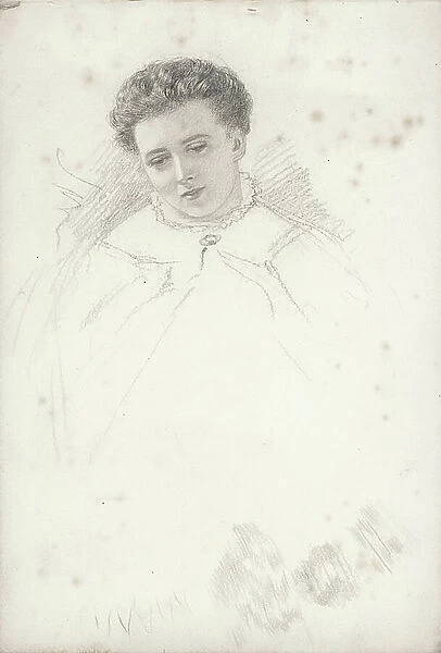 Unfinished portrait of a woman, 19th century (graphite)