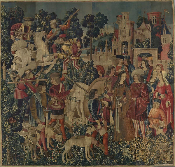 The Unicorn is Killed and Brought to the Castle, c. 1500 (wool warp with wool, silk