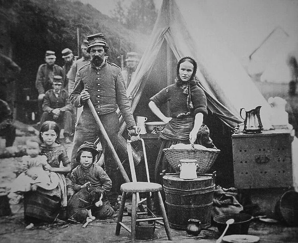 Union soldier of 31st Pennsylvania Regiment with family in Camp Slocum, near Washington D