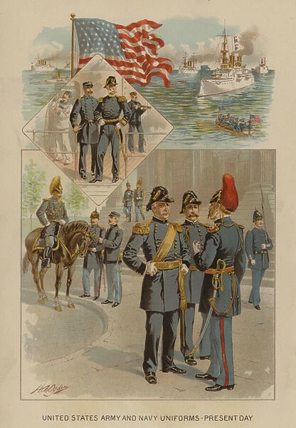 United States Army and Navy uniforms - present day (chromolitho)