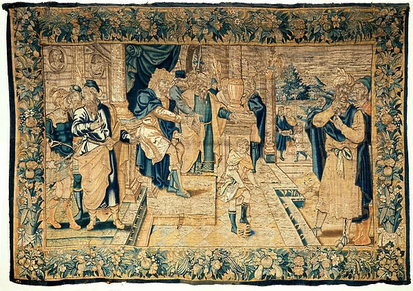The university collections. Flemish tapestry. Moses breaks Faraohs crow. Oudenaarde. 350x510cm. Ca 1550
