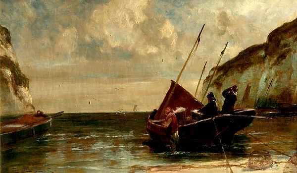Unloading the Catch (oil on canvas)