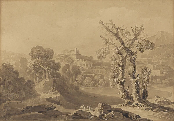 Untitled: Classical City in a Landscape, 1816 (wash on card)
