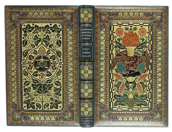 Upper and lower covers, with eagle, torch, heart, scales and floral designs