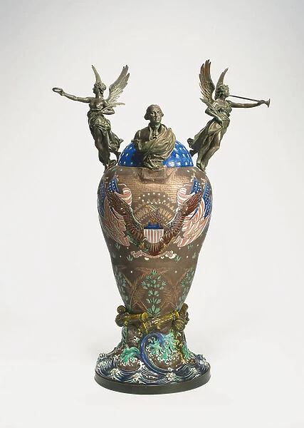 Urn commemorating the centennial of American independence, c. 1876 (ceramic & bronze)
