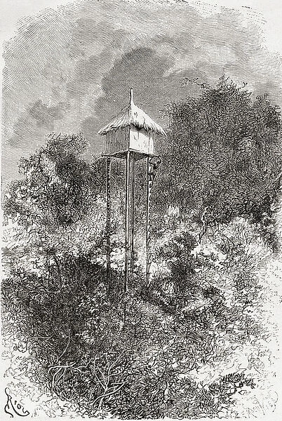 An Usagaran granary barn, Usagara, Tanzania, from Africa Pintoresca, published 1888
