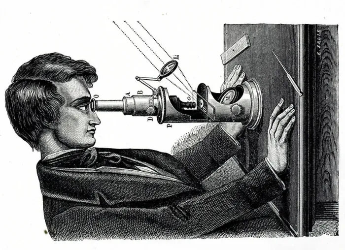 Framed Print : The use of a compound microscope