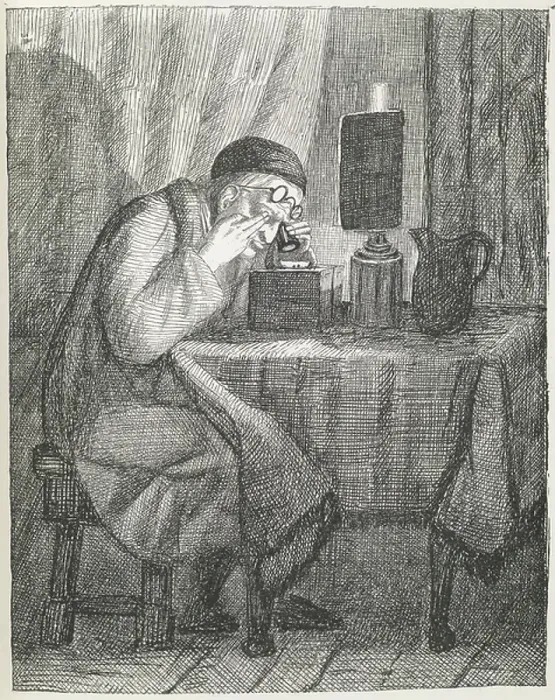 Framed Print : Using a loupe