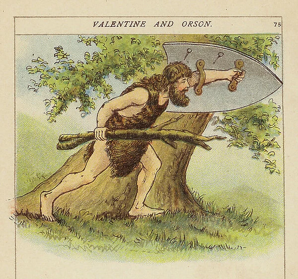 Valentine and Orson (colour litho)