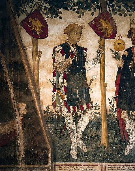 Valerano and Thomas III of Saluzzo, detail from the frescoes in the Baronial Hall, c