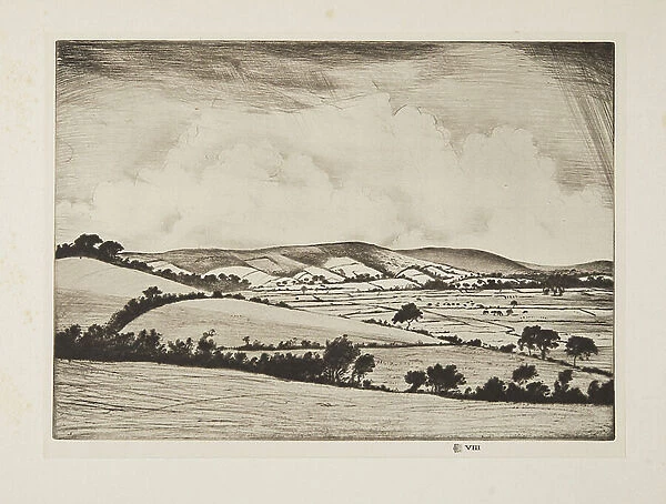 A Valley in the South Downs, pub.1925 (etching)