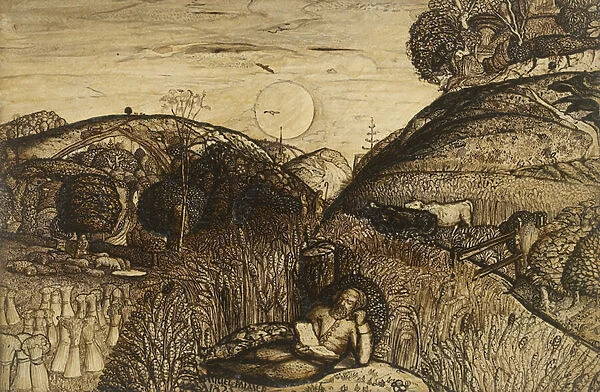 The Valley Thick with Corn, 1825 (pen and dark brown ink with brush in sepia mixed with