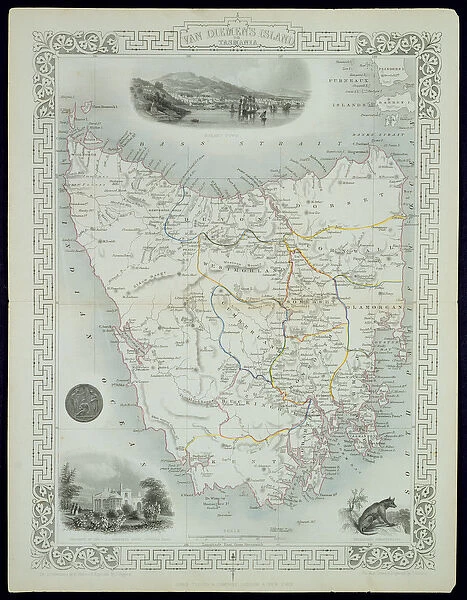 Van Diemens Island or Tasmania, from a Series of World Maps published by John Tallis