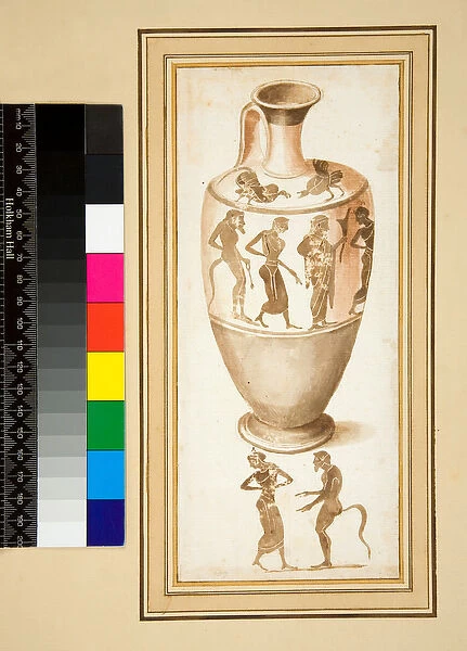 A Vase (black chalk, some with pen and brown ink. coloured with w  /  c)