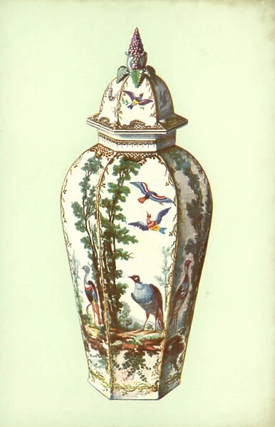 Vase, Bristol, with Exotic Birds (colour litho)