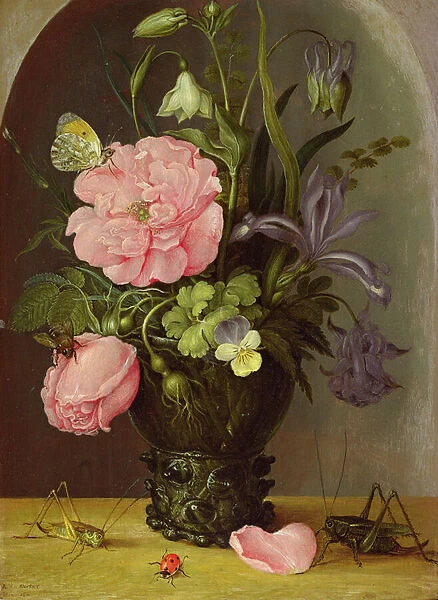 A Vase of Flowers, 1611 (oil on panel)