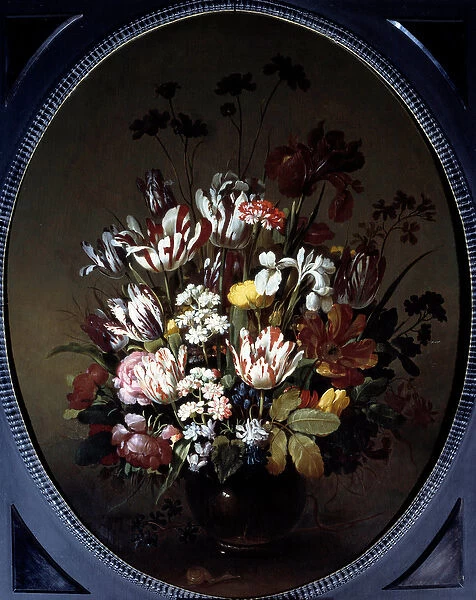 Vase of flowers. Painting by Hans Bollongier (v. 1600-ap. 1644), Ec. Hol. Oil on canvas