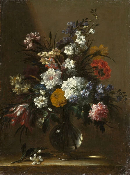 A Vase of Flowers on a Table, c. 1660-1670 (oil on canvas)