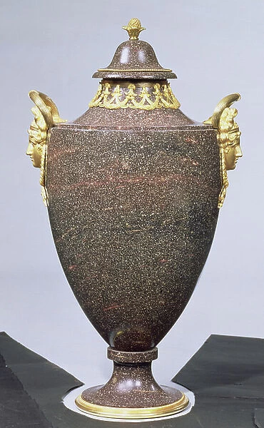 Vase-shaped porphyry urn with ormolu mounts, Swedish, c.1800
