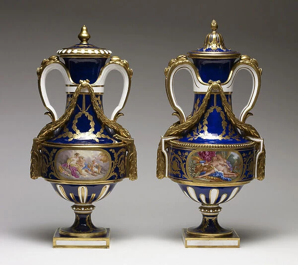 Vases (soft-paste porcelain with paint & gilt)