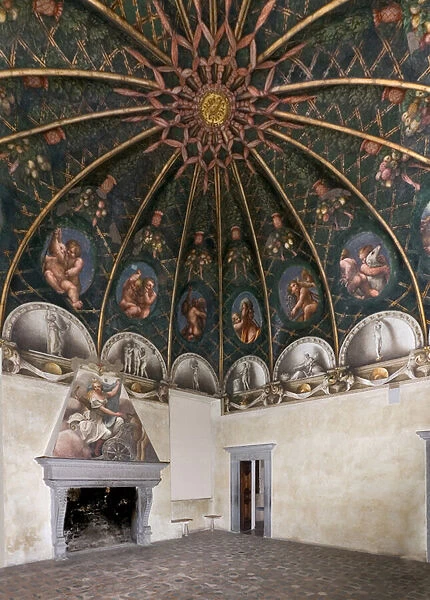 The vault with frescoes on the theme of Diana, 1518-19 (fresco)