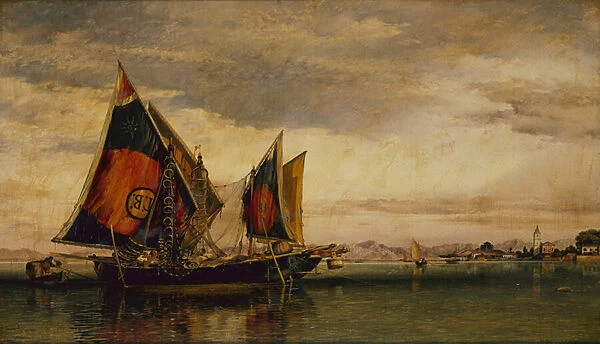 The Venetian Lagoon with Fishing Boats, 1861 (oil on canvas)