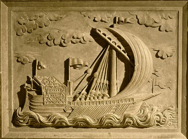 Detail of a Venetian warship from the Mausoleum of Girolamo Michiel, c. 1558-59 (stone)