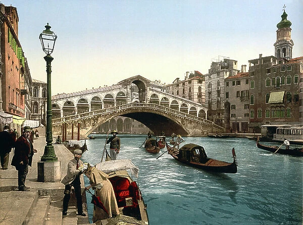 Venezia - Venice in 1900: Rialto Bridge