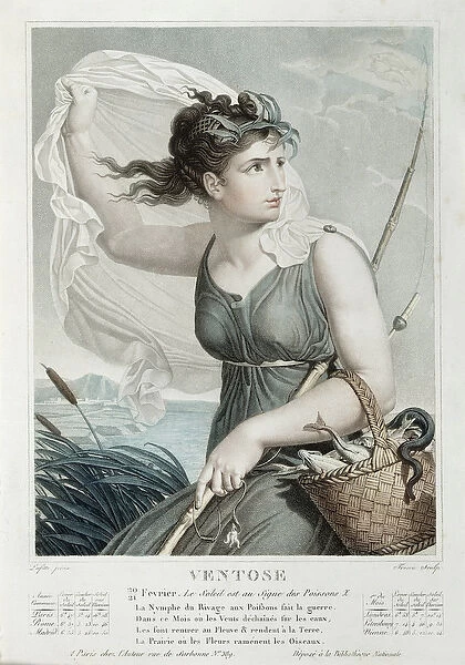 Ventose (February  /  March), sixth month of the Republican Calendar, engraved by Tresca, c