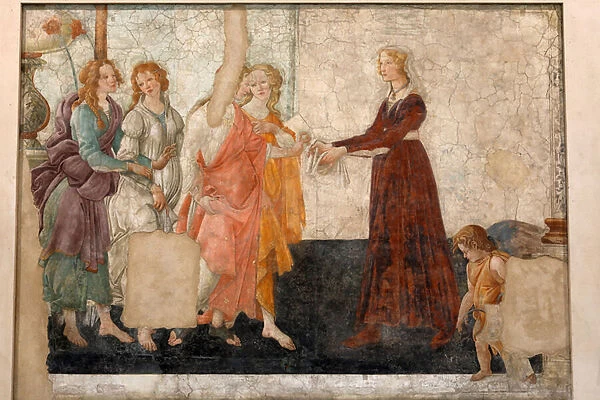 Venus and the 3 graces offering presents to a maiden, c. 1483-85 (fresco)