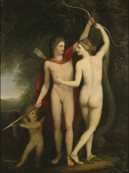 Venus, Adonis and Cupid (oil on canvas)