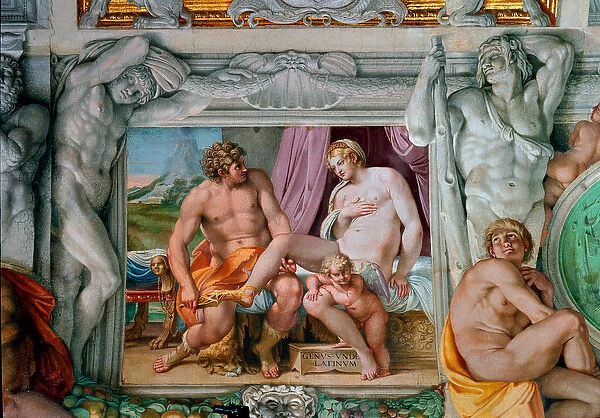 Venus and Anchise Fresco by Annibale Carracci (Annibal Carrache) (1560-1609)