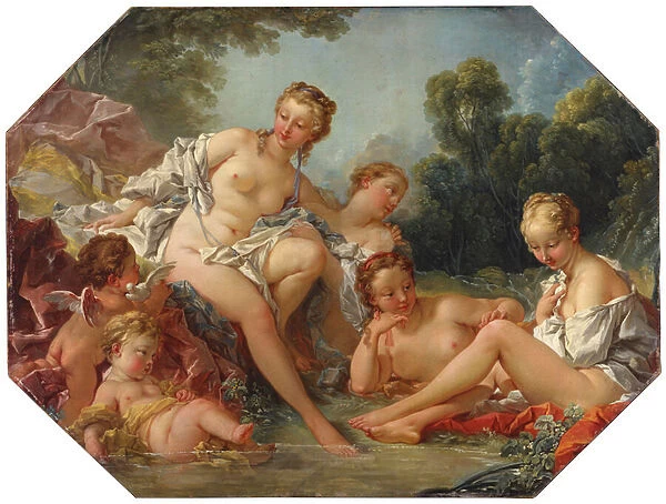 Venus in her Bath surrounded by Nymphs and Cupids, c. 1740-50 (oil on canvas)
