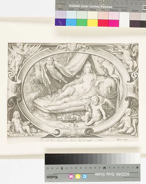 Venus on Her Couch as Eros Fills His Quiver with Arrows (engraving)