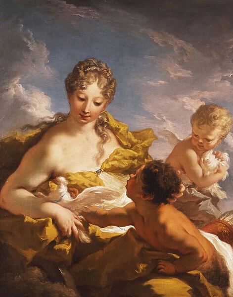 Venus, Cupid and a Faun, 1708-13 (oil on canvas)