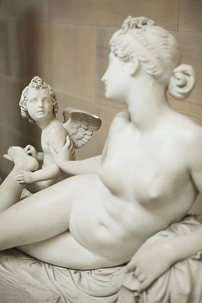 Venus with Cupid removing a thorn from her foot, 1825 (marble)