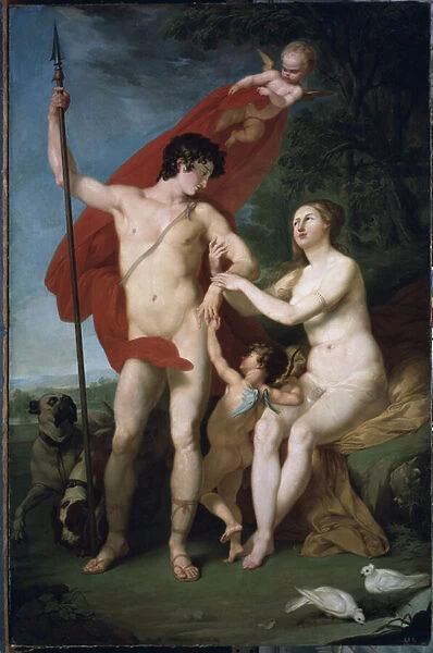Venus et Adonis (Venus and Adonis) - Peinture de Pyotr (Piotr) Ivanovich Sokolov (1753-1791), huile sur toile - Art russe, 18e siecle - State Russian Museum, Saint Petersbourg
