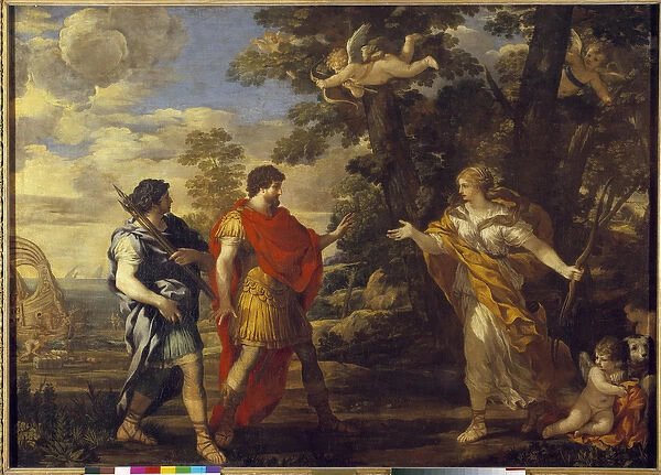Venus as a hunter appears in Enee Painting by Pierre de Cortona