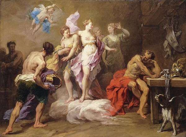Venus Ordering Arms from Vulcan for Aeneas, (oil on canvas)