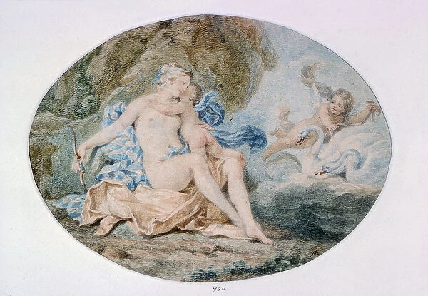 Venus Reclining on a Bank strewn with Drapery (watercolour)