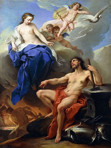 Venus Requesting Vulcan to make Arms for Aeneas, (oil on canvas)