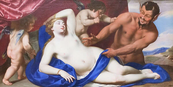 Venus, a satyr and two lovers, 1645-50 circa, Francesco de Rosa, known as Pacecco (oil on canvas)