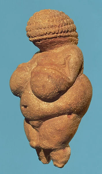 The Venus of Willendorf, side view, c.30000-18000 BC (limestone coloured with red ochre)