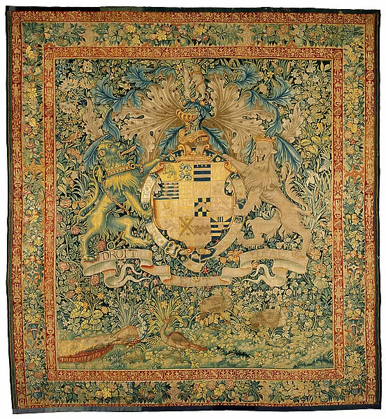 Verdure Tapestry With The Arms Of Robert Dudley, Earl Of Leicester, circa 1570-1585 (wool, silk)