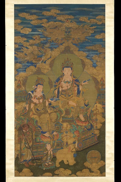 Two versions of bodhisattva Guanyin, c. 1750 (ink & colour on silk)