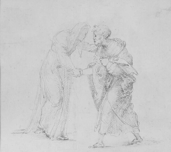 Verso: Composition of two Figures representing the Meeting of Joachim and Anna, WA1846