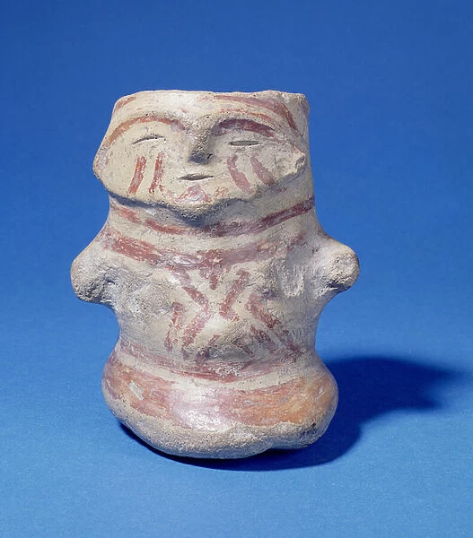 Vessel in a human shape, Hacilar, Turkey, c. 5500 BC (painted pottery)