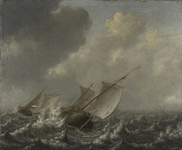Vessels on a Choppy Sea, 1620s (oil on canvas)